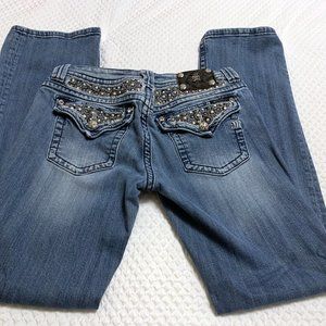 Miss Me Boot Cut Jeans Size 32 Studded Back Flap Pockets